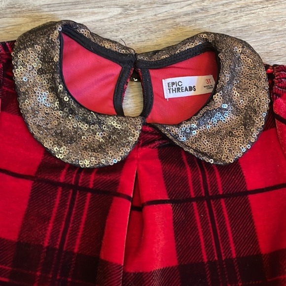Epic Threads - Velvet red and black dress.  Mesh covered sequined collar. - Picture 3 of 7